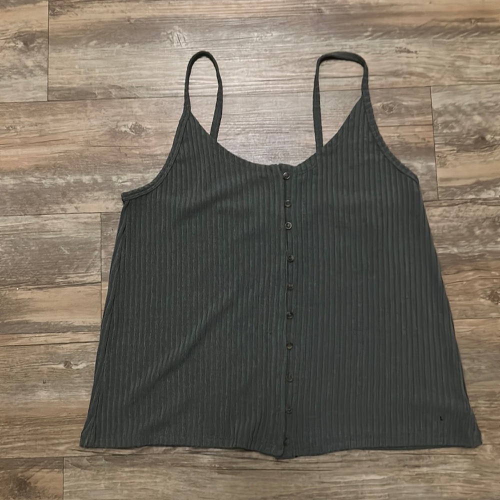 AEO olive button front tank NWT